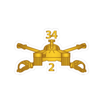 Kiss-Cut Stickers - Army - 2nd Bn 34th Armor - Armor Branch wo Txt