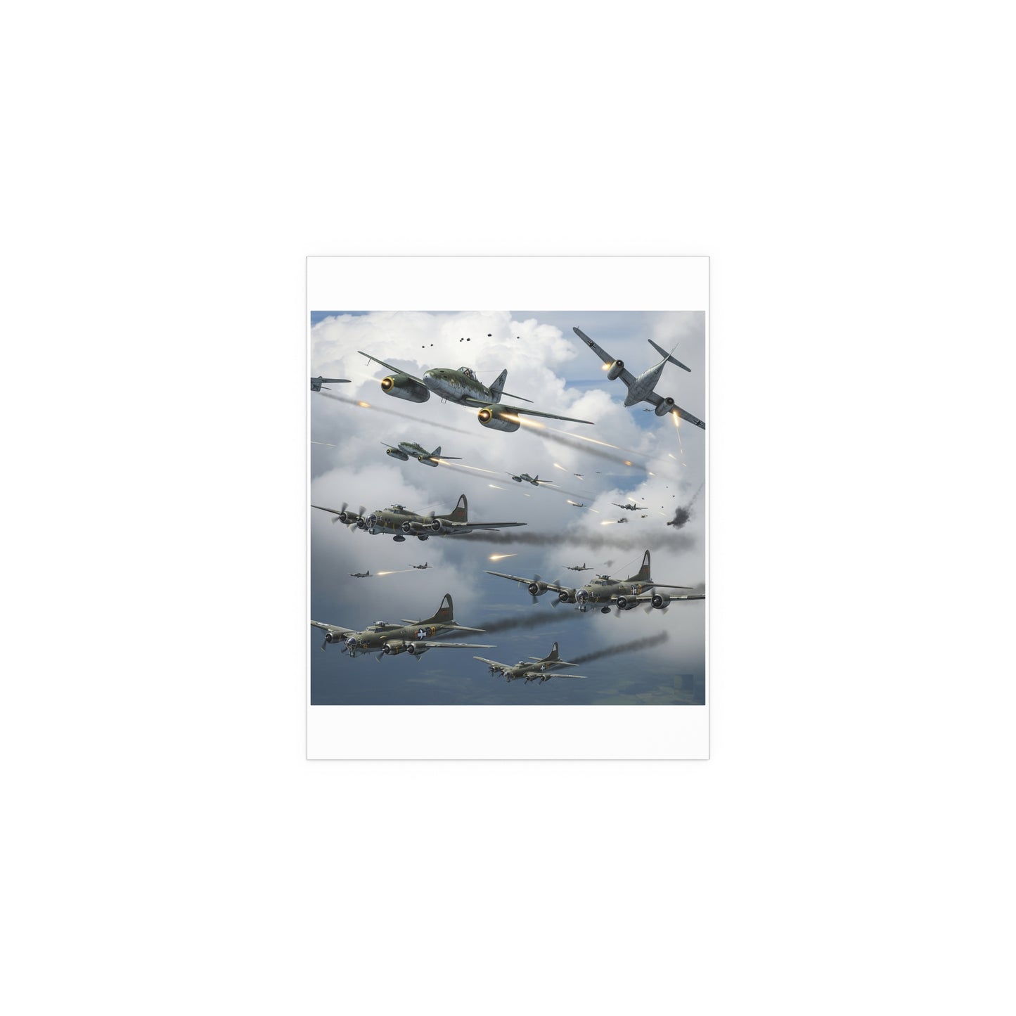 Indoor and Outdoor Silk Posters - German jet fighters attacking US bombing formations