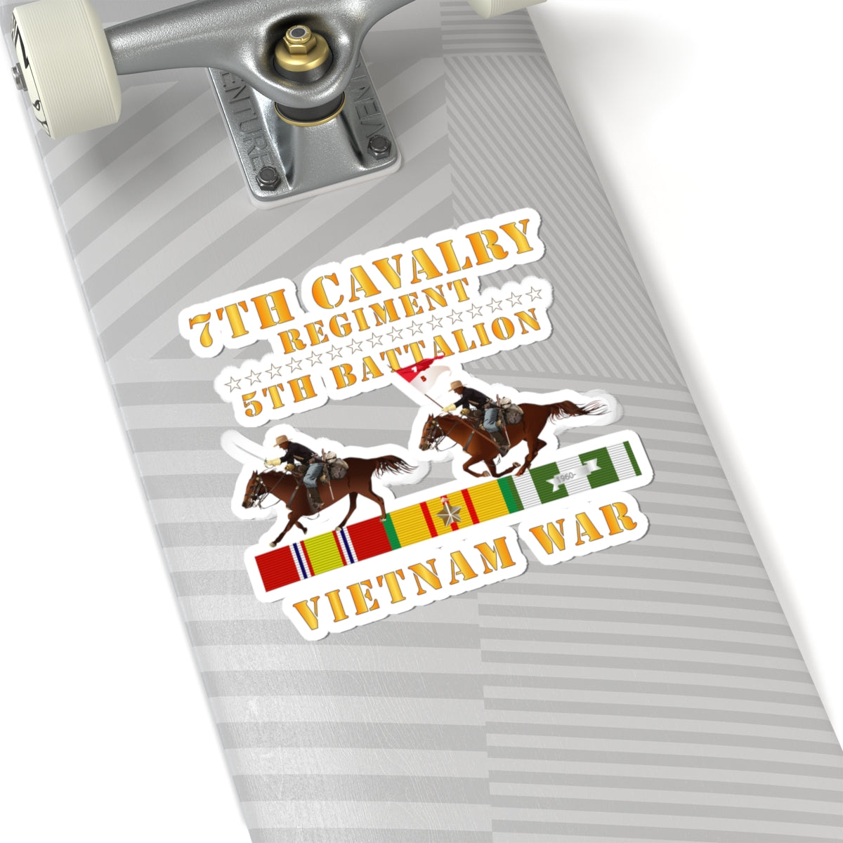 Kiss-Cut Stickers - Army - 5th Battalion,  7th Cavalry Regiment - Vietnam War wt 2 Cav Riders and VN SVC X300