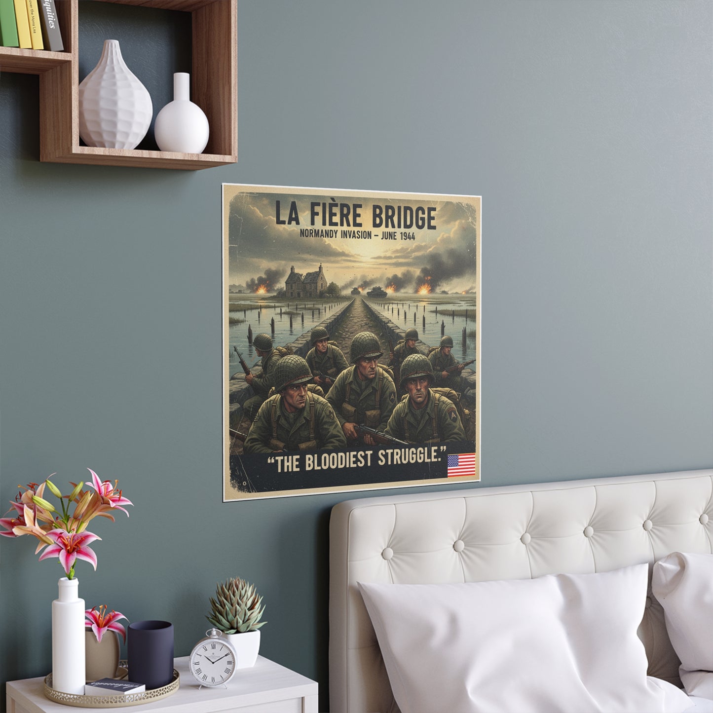 Indoor and Outdoor Silk Posters - 82nd Airborne at the La Fière Bridge