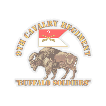 Kiss-Cut Stickers - Army - 9th Cavalry Regiment - Buffalo Soldiers w 9th Cav Guidon