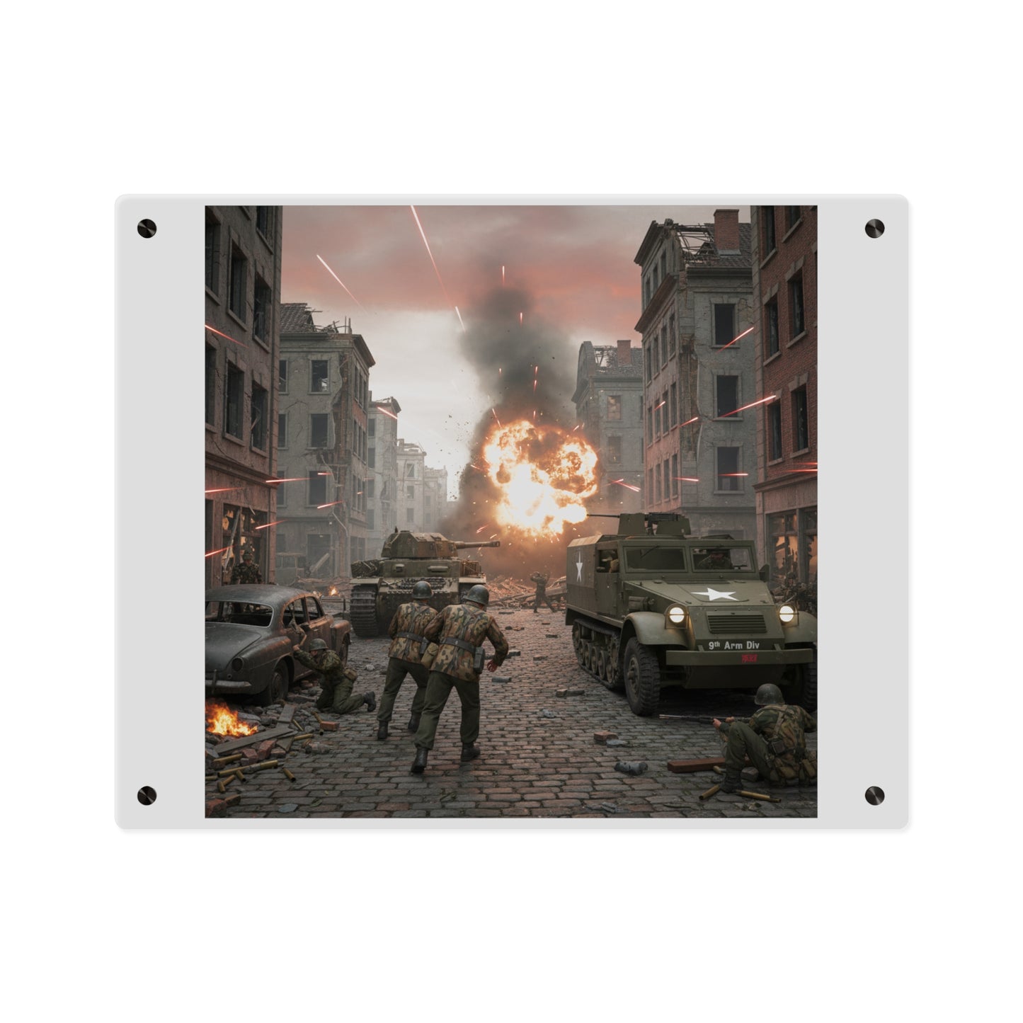 Acrylic Wall Art Panel - M3A1 - 9th Armor Division Attack - WWII