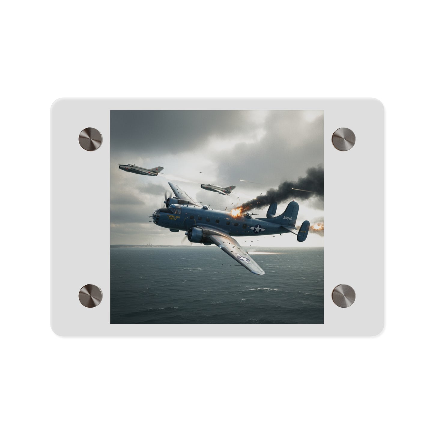 Acrylic Wall Art Panel - April 8, 1950, Baltic Sea - Latvia Soviet fighters shot down a U.S. Navy PB4Y-2 - Liberator - Cold War