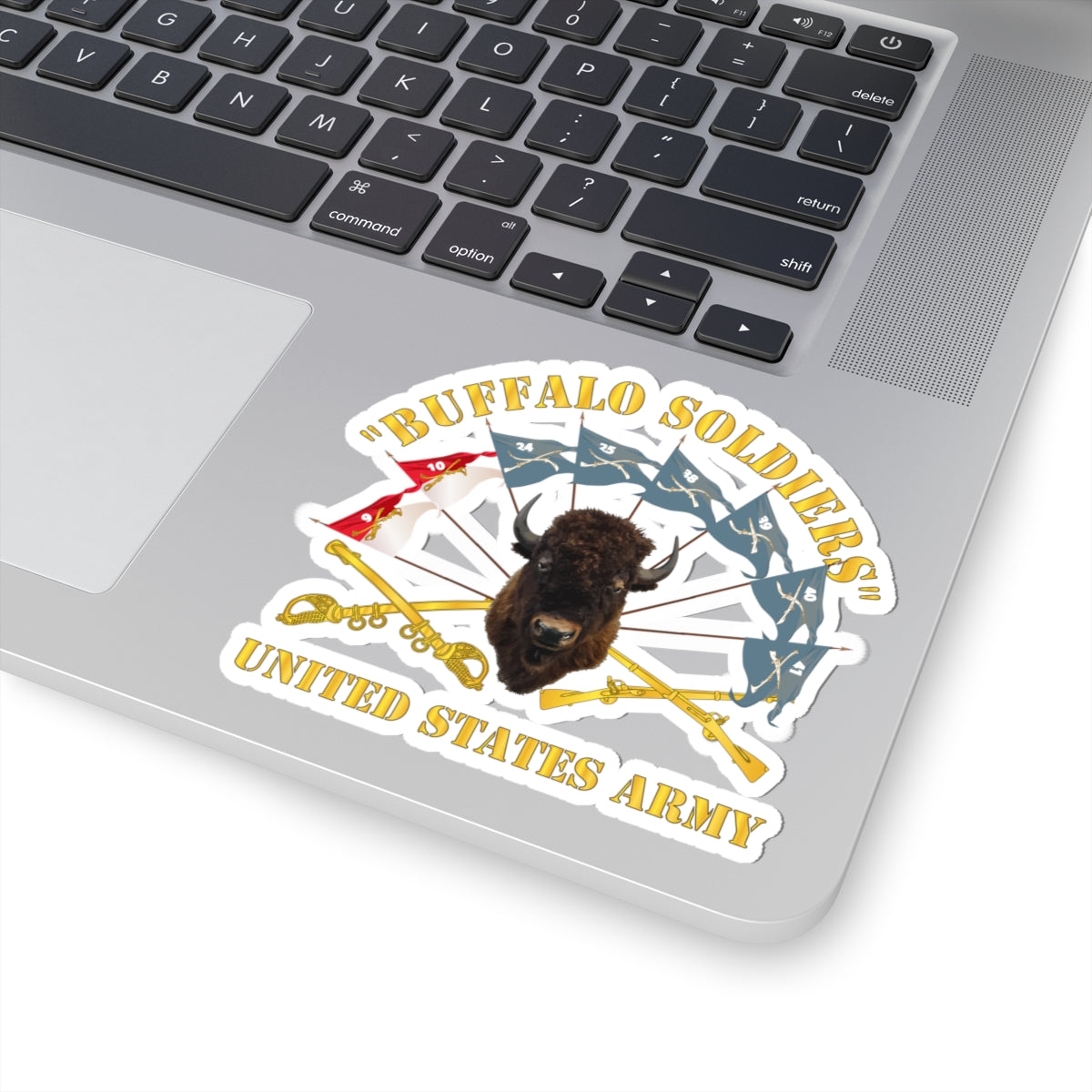 Kiss-Cut Stickers - Army - Buffalo Soldiers - Infantry - Cavalry Guidons w Buffalo Head - US Army