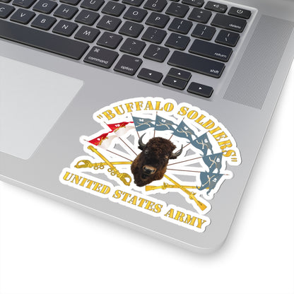 Kiss-Cut Stickers - Army - Buffalo Soldiers - Infantry - Cavalry Guidons w Buffalo Head - US Army