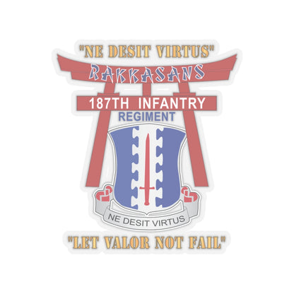 Kiss-Cut Stickers - Army - 187th Infantry Regiment - Torii, Rakkasans, Let Valor Not Fail, English, Latin