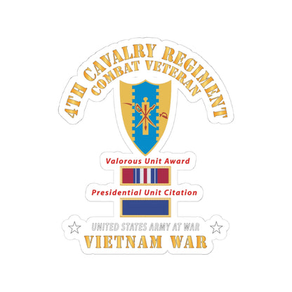 Kiss-Cut Stickers - Army - 4th Cavalry Regiment - Vietnam War w PUC and VUA X 300
