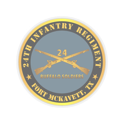 Kiss-Cut Stickers - Army - 24th Infantry Regiment - Fort McKavett, TX - Buffalo Soldiers w Inf Branch