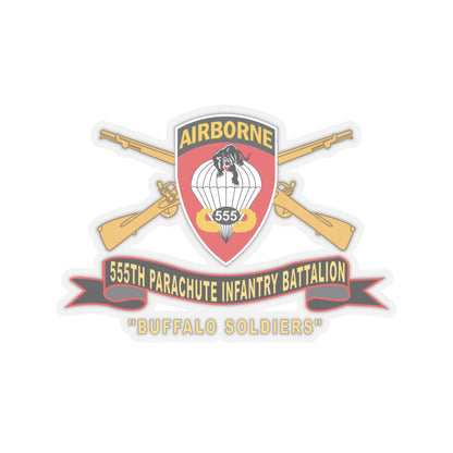 Kiss-Cut Stickers - Army - 555th Parachute Infantry Battalion - SSI - Black - Red Buffalo Soldiers w Br - Rib
