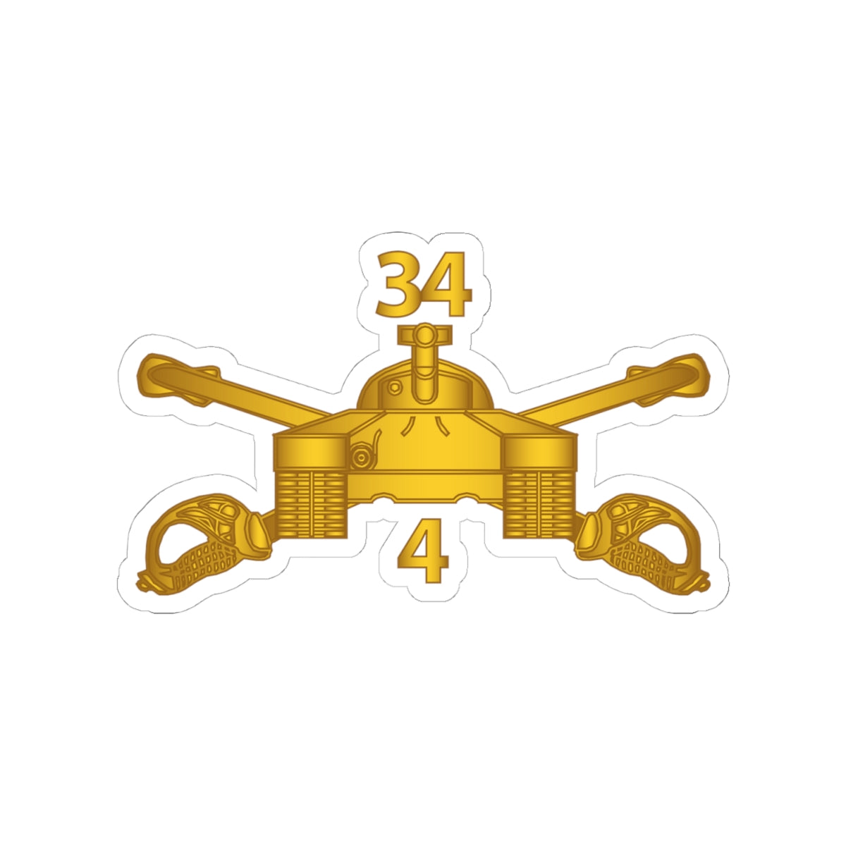 Kiss-Cut Stickers - Army - 4th Bn 34th Armor - Armor Branch wo Txt