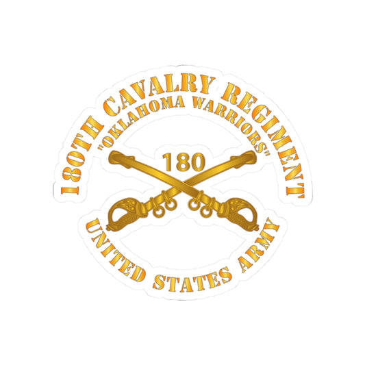 Kiss-Cut Stickers - Army - 180th Cavalry Regiment Branch - Oklahoma Warriors - US Army X 300