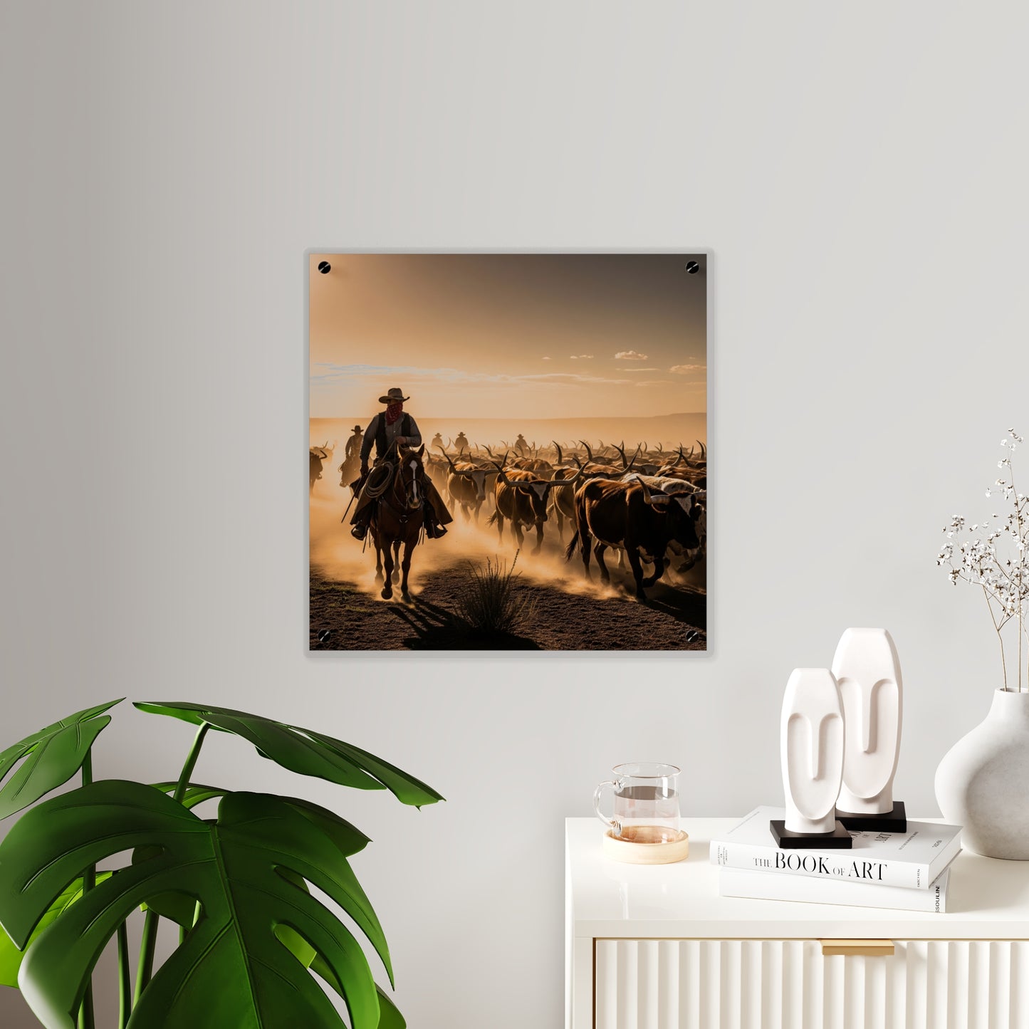 Acrylic Wall Art Panel - Dirty, dusty cattle drive in the Old West