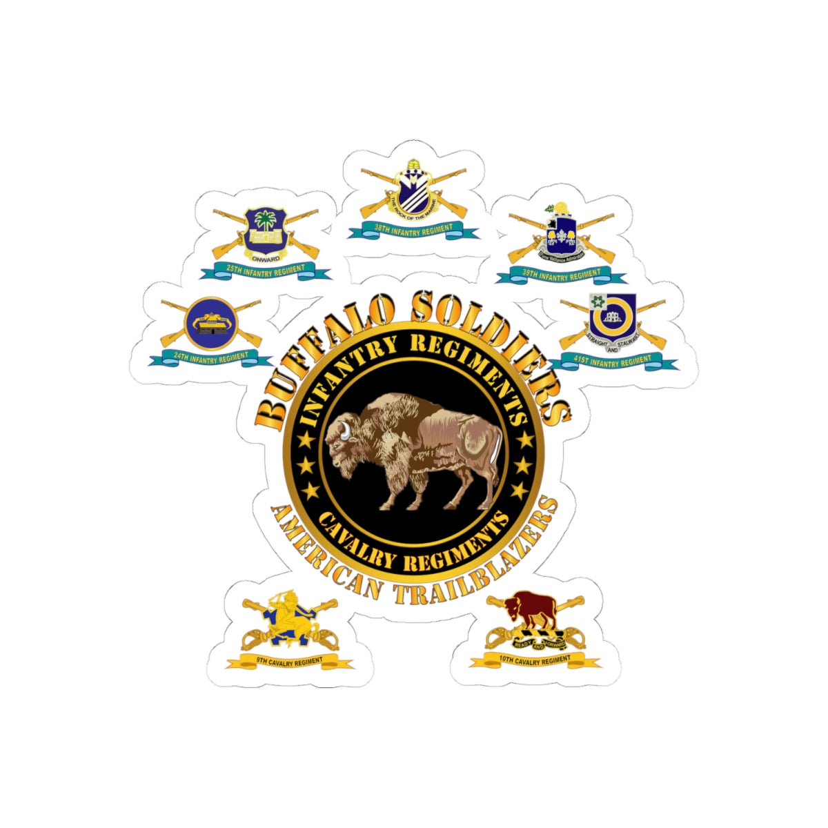 Kiss-Cut Stickers - Army - Buffalo Soldiers - Infantry - Cavalry Regiments - All DUIs