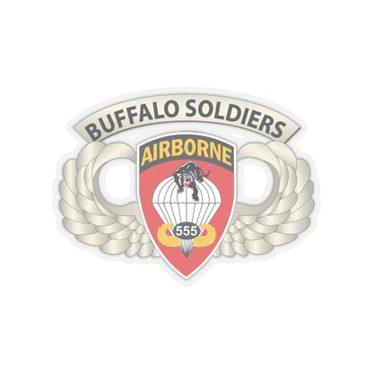 Kiss-Cut Stickers - Army - Airborne Badge - 555th Parachute Infantry Bn - SSI w  Buffalo Soldiers Tab