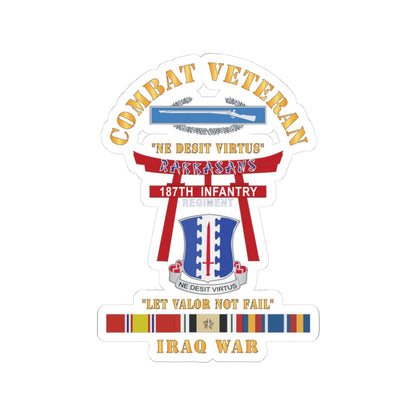 Kiss-Cut Stickers - Army - Combat Veteran - 187th Infantry Regiment - Torii, Rakkasans, Let Valor Not Fail, English, Latin w CIB w IRAQ SVC