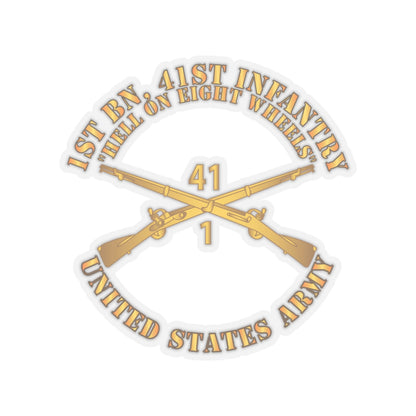 Kiss-Cut Stickers - Army - 1st Bn, 41st Infantry - Hell on 8 Wheels w Infantry Br