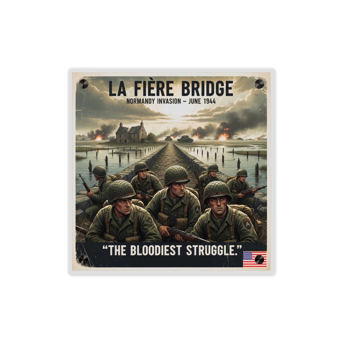 Acrylic Wall Art Panel - 82nd Airborne at the La Fière Bridge