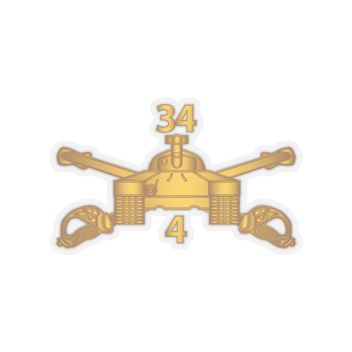 Kiss-Cut Stickers - Army - 4th Bn 34th Armor - Armor Branch wo Txt