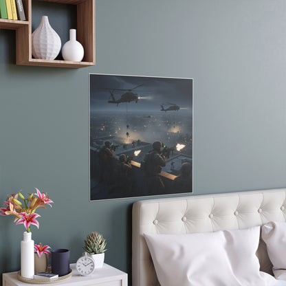 Indoor and Outdoor Silk Posters - Night Air Assault by Army Rangers