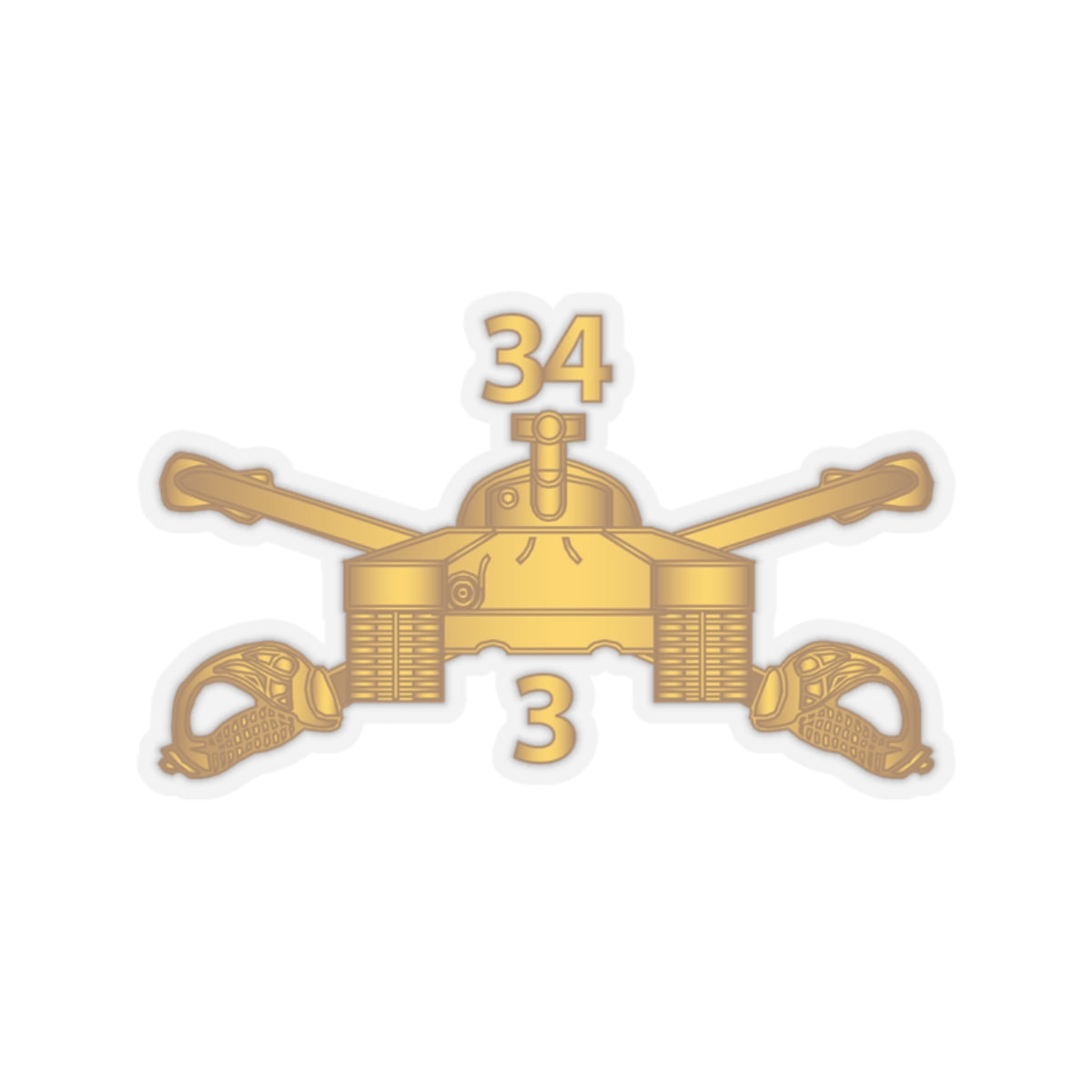 Kiss-Cut Stickers - Army - 3rd Bn 34th Armor - Armor Branch wo Txt