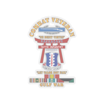 Kiss-Cut Stickers - Army - Combat Veteran - 187th Infantry Regiment - Torii, Rakkasans, Let Valor Not Fail, English, Latin w CIB w GULF SVC