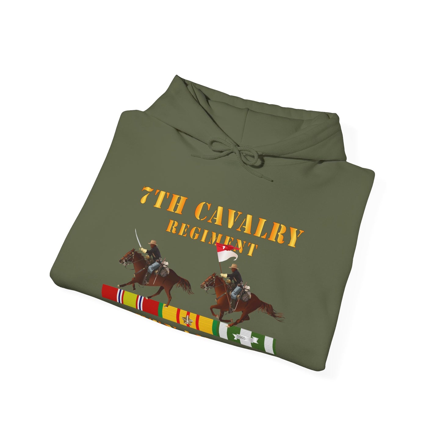 Unisex Heavy Blend™ Hooded Sweatshirt - Army - 7th Cavalry Regiment - Vietnam War wt 2 Cav Riders and VN SVC X300
