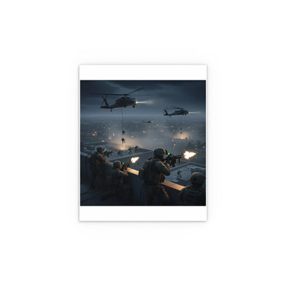 Indoor and Outdoor Silk Posters - Night Air Assault by Army Rangers