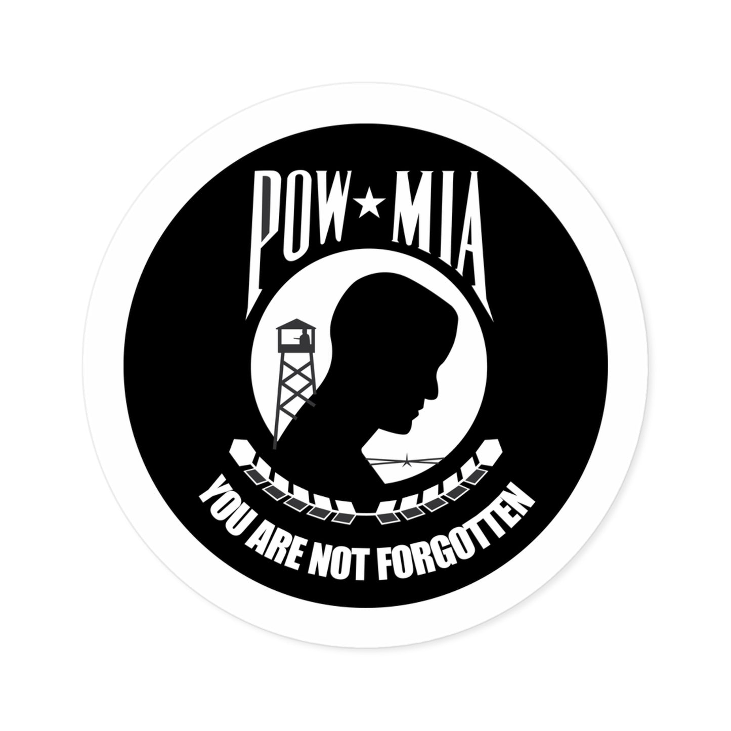 Round Stickers, Indoor\Outdoor POW/MIA Stickers - You Are Not Forgotten!