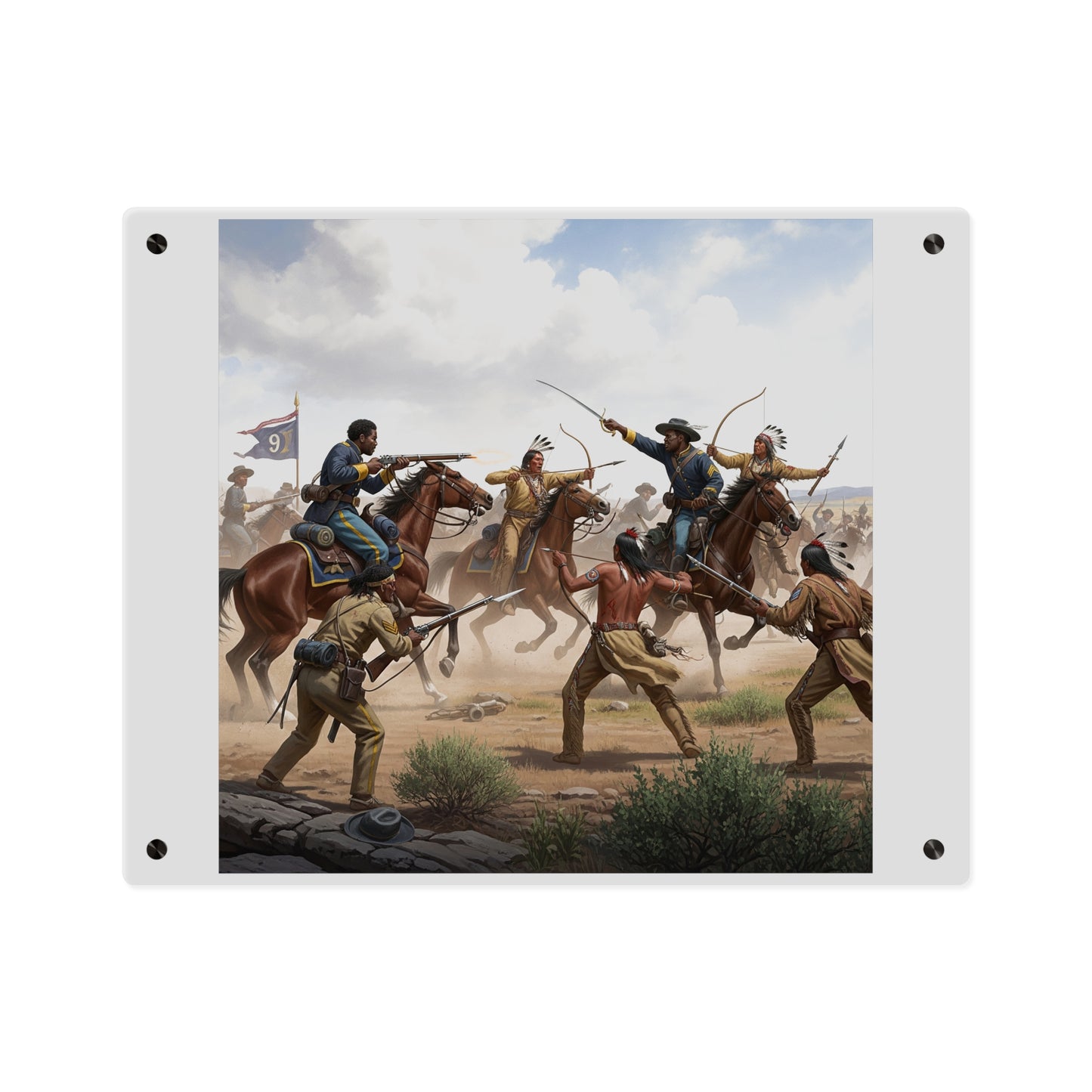 Acrylic Wall Art Panel - 9th Cavalry Regiment fighting Native Americans during the Indian Wars