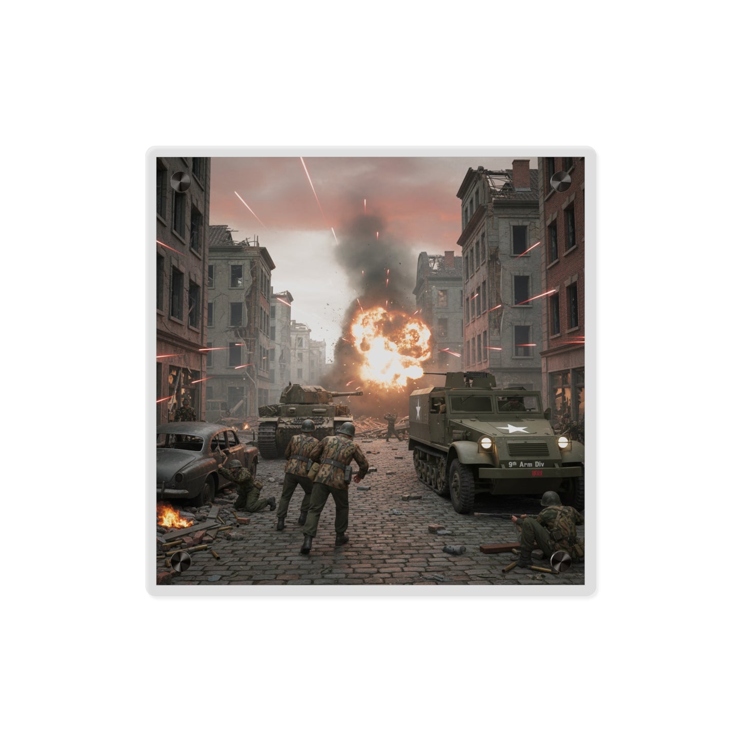 Acrylic Wall Art Panel - M3A1 - 9th Armor Division Attack - WWII