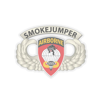 Kiss-Cut Stickers - Army - Airborne Badge - 555th Parachute Infantry Bn - SSI w SmokeJumper Tab