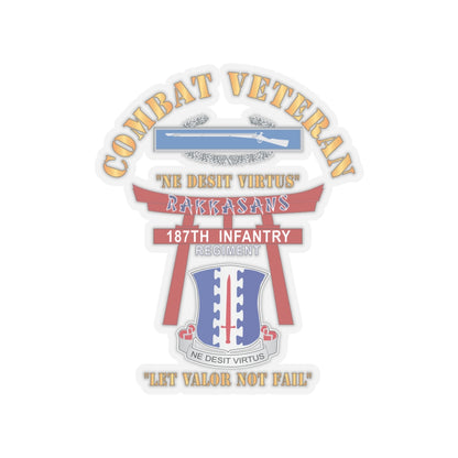 Kiss-Cut Stickers - Army - Combat Veteran - 187th Infantry Regiment - Torii, Rakkasans, Let Valor Not Fail, English, Latin w CIB X 300