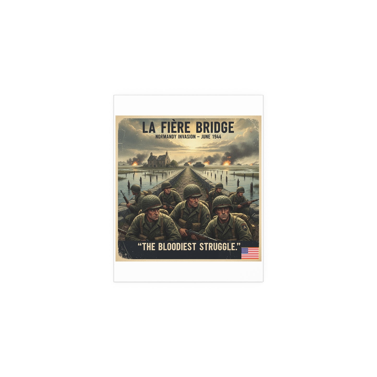 Indoor and Outdoor Silk Posters - 82nd Airborne at the La Fière Bridge