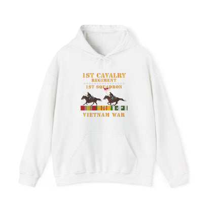 Unisex Heavy Blend™ Hooded Sweatshirt - Army - 1st Squadron, 1st Cavalry Regiment - Vietnam War wt 2 Cav Riders and VN SVC X300