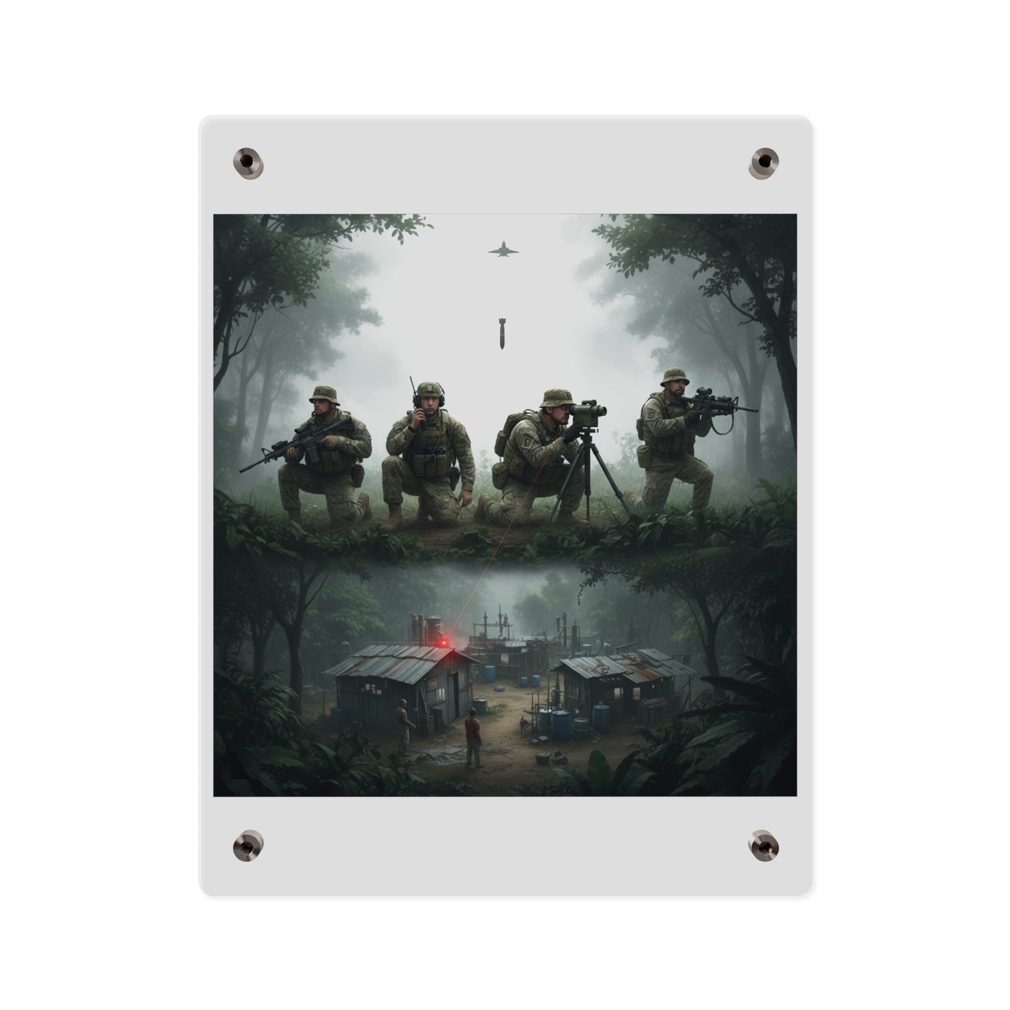 Acrylic Wall Art Panel - Jungle Drug Lab Destruction wo Explosions
