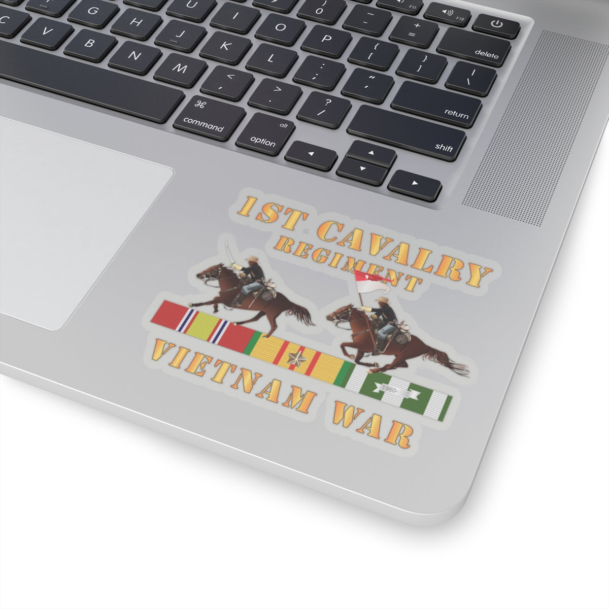 Kiss-Cut Stickers - Army - 1st Cavalry Regiment - Vietnam War wt 2 Cav Riders and VN SVC X300
