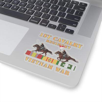 Kiss-Cut Stickers - Army - 1st Cavalry Regiment - Vietnam War wt 2 Cav Riders and VN SVC X300