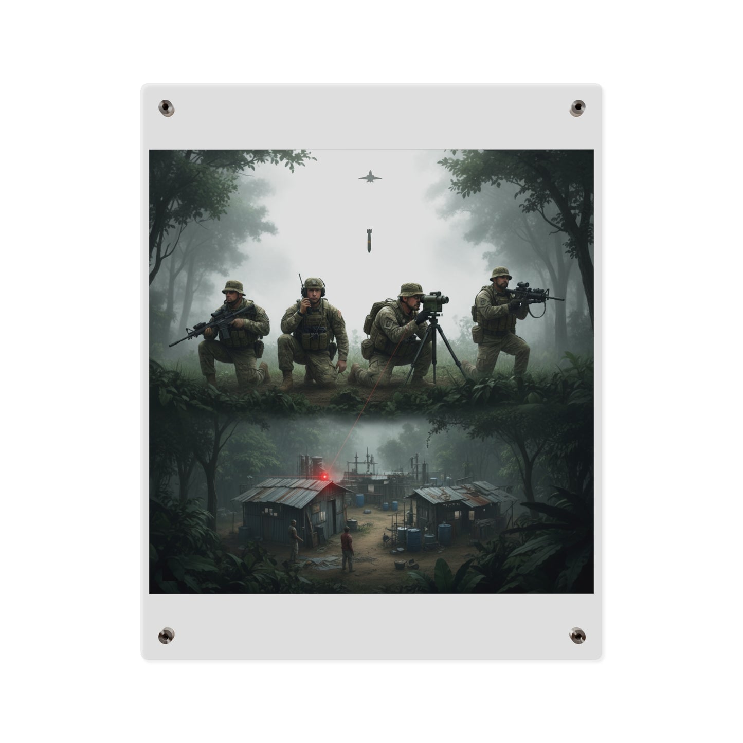 Acrylic Wall Art Panel - Jungle Drug Lab Destruction wo Explosions