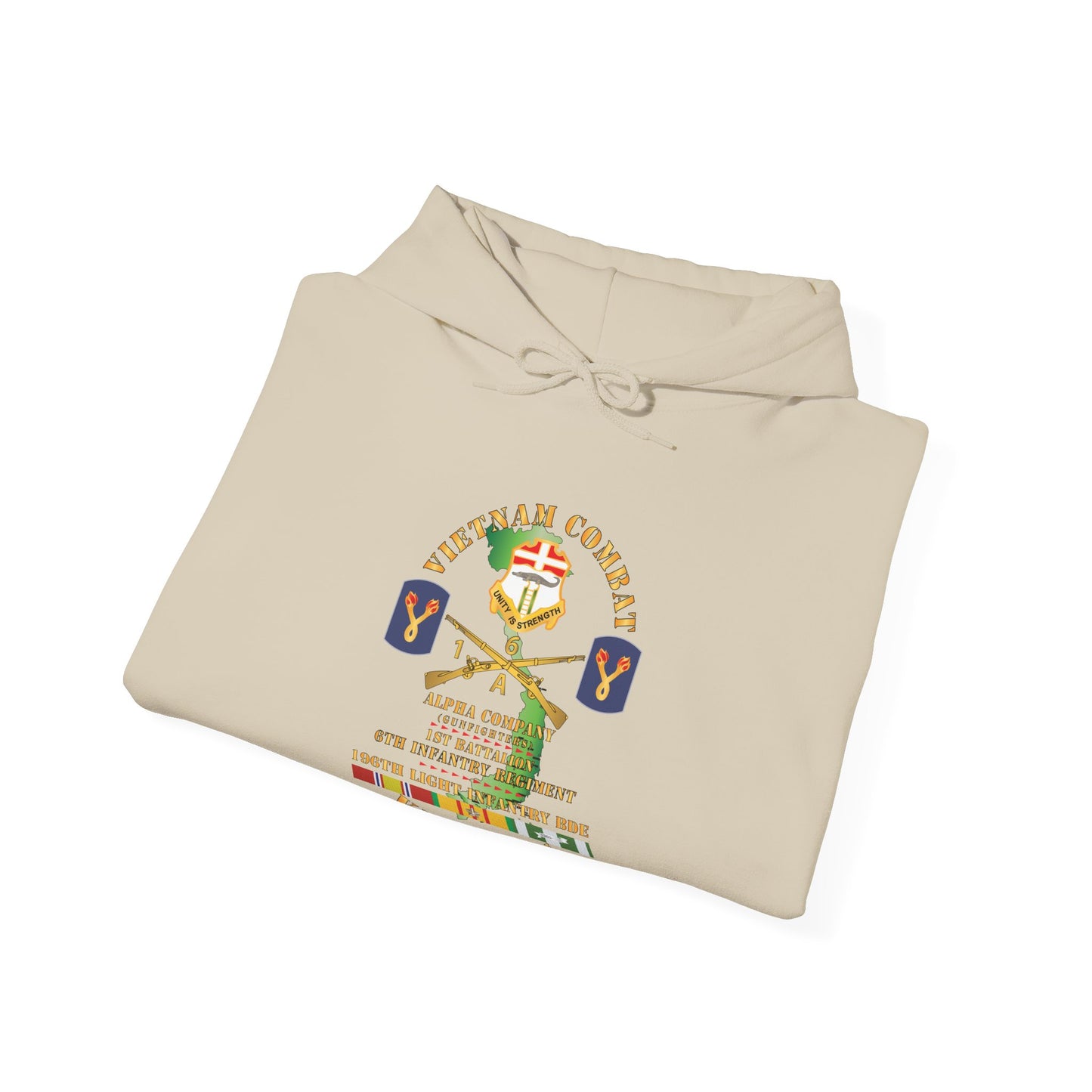 Unisex Heavy Blend™ Hooded Sweatshirt - Army - Vietnam Combat Vet w DUI - Br -  Alpha Co, 1st Bn, 6th Inf - LZ Center w 196th LIB w VN SVC X 300