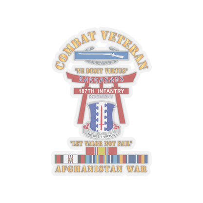 Kiss-Cut Stickers - Army - Combat Veteran - 187th Infantry Regiment - Torii, Rakkasans, Let Valor Not Fail, English, Latin w CIB w AFGHAN SVC