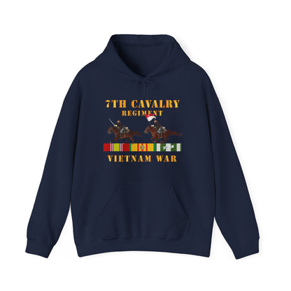Unisex Heavy Blend™ Hooded Sweatshirt - Army - 7th Cavalry Regiment - Vietnam War wt 2 Cav Riders and VN SVC X300