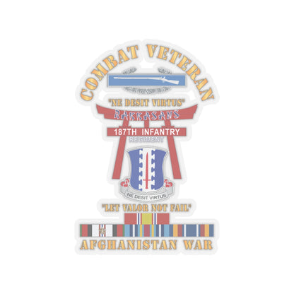 Kiss-Cut Stickers - Army - Combat Veteran - 187th Infantry Regiment - Torii, Rakkasans, Let Valor Not Fail, English, Latin w CIB w AFGHAN SVC