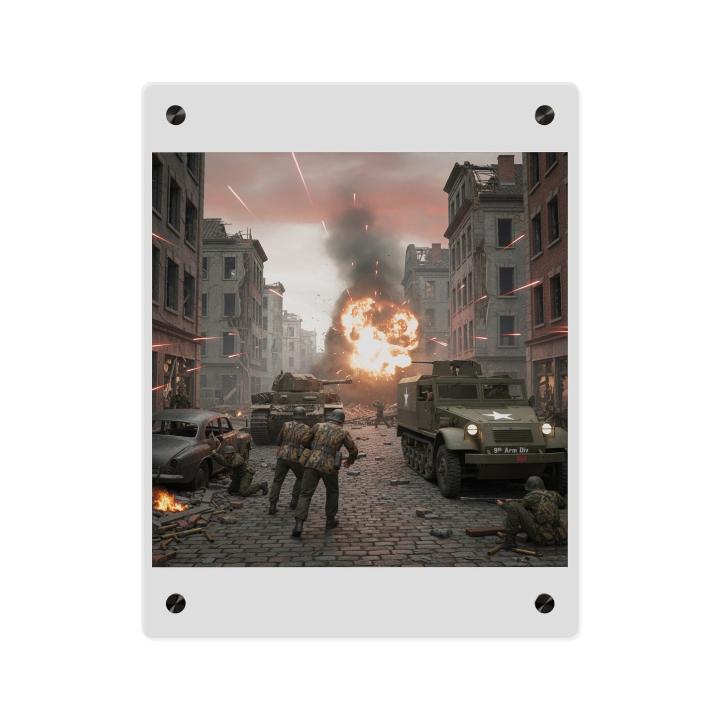 Acrylic Wall Art Panel - M3A1 - 9th Armor Division Attack - WWII