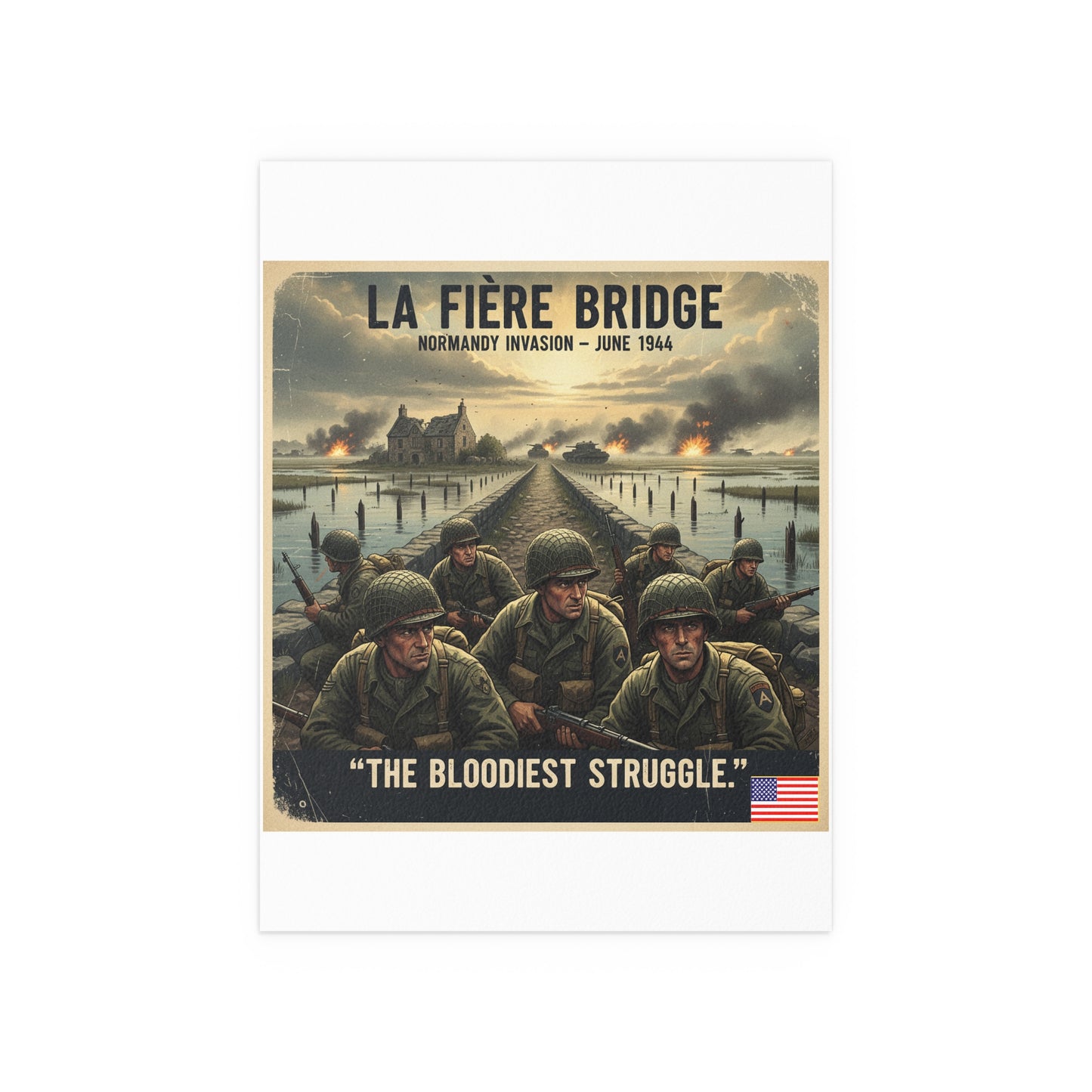 Indoor and Outdoor Silk Posters - 82nd Airborne at the La Fière Bridge