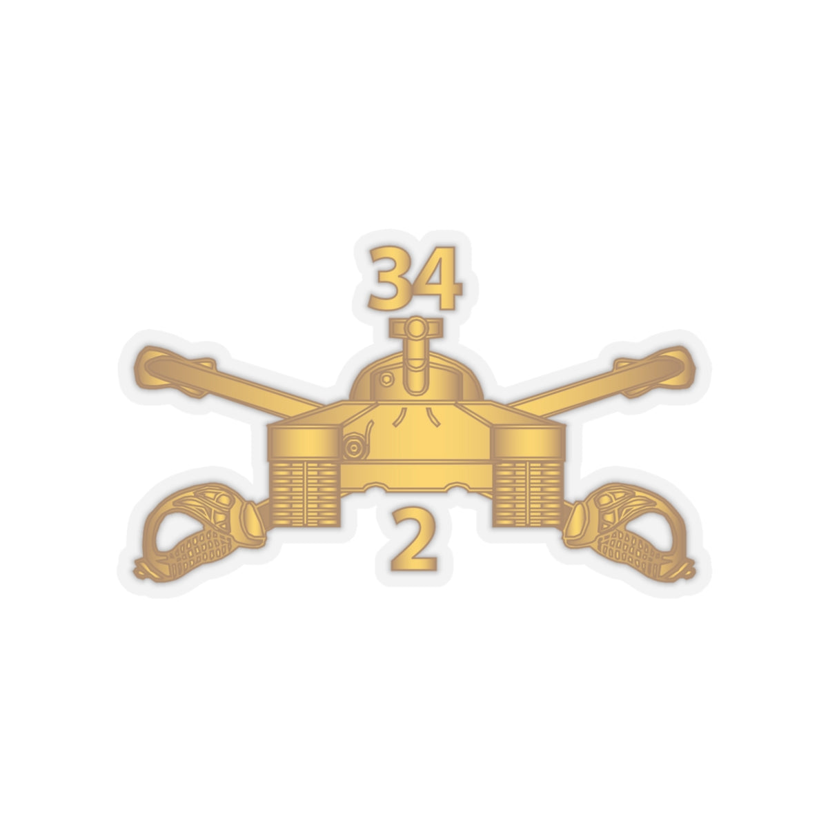 Kiss-Cut Stickers - Army - 2nd Bn 34th Armor - Armor Branch wo Txt