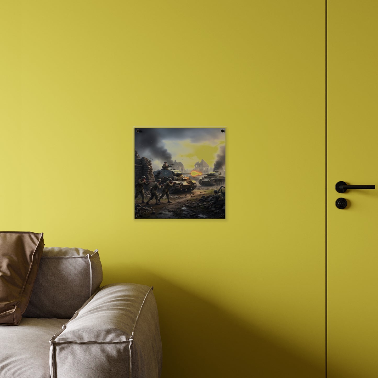 Acrylic Wall Art Panel - Tank Destroyer - M10 Wolverine vs German Panzer Tank
