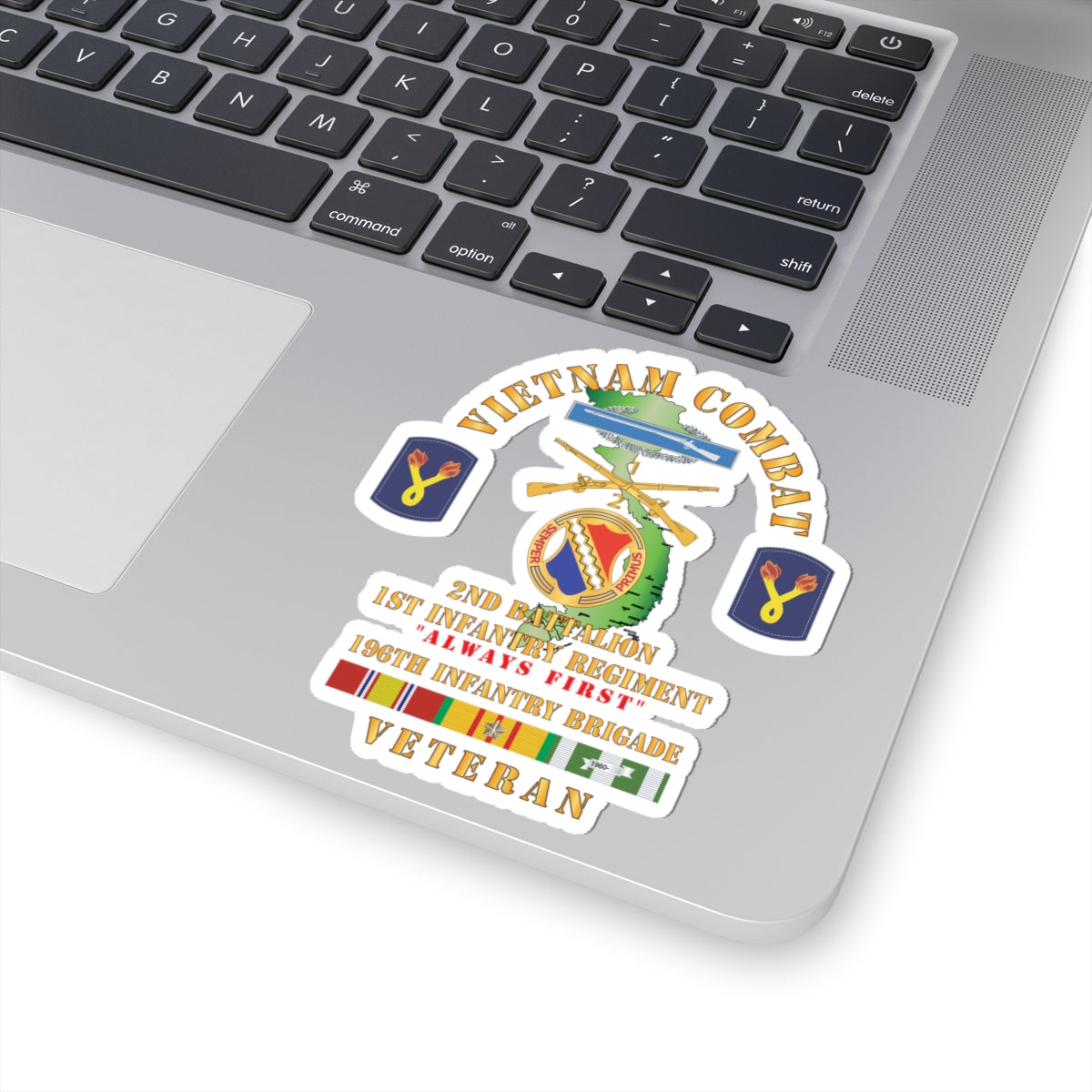 Kiss-Cut Stickers - Army - Vietnam Combat Veteran w 2nd Bn 1st Inf Regt - Always First w DUI - CIB - 196th Inf Bde X 300