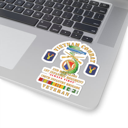 Kiss-Cut Stickers - Army - Vietnam Combat Veteran w 2nd Bn 1st Inf Regt - Always First w DUI - CIB - 196th Inf Bde X 300