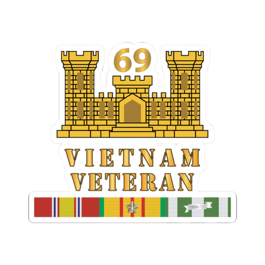 Kiss-Cut Stickers - Army - 69th Engineer Battalion - ENG Branch - Vietnam Vet w VN SVC X 300