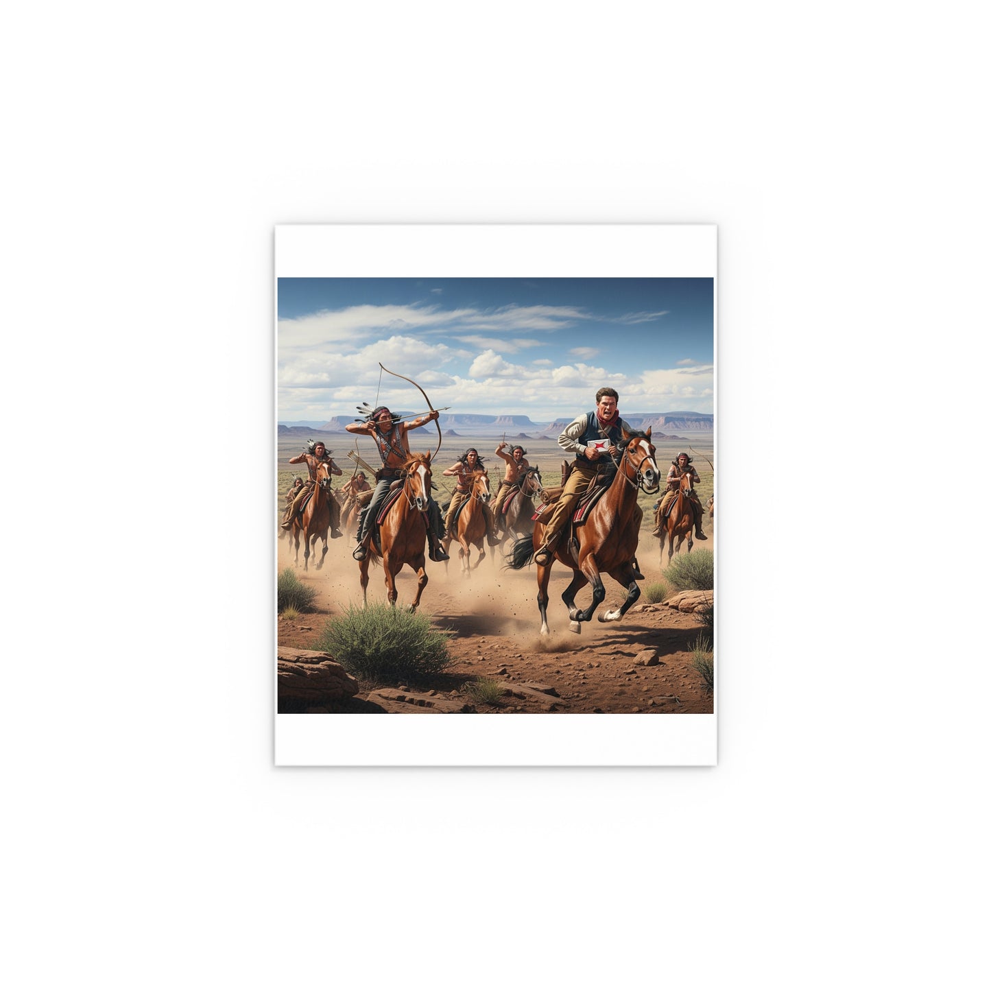 Indoor and Outdoor Silk Posters - Apache Indians attacking a Pony Express Rider